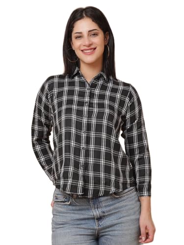 Image of Checked Spread Collar Casual Shirt for Women
