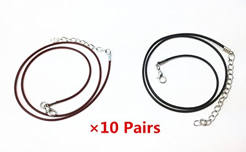 Yueton 20Pcs Black And Brown Diy Jewelry Making Imitation Leather Necklaces Cord, Leather Strap String With Lobster Clasp #TOP5