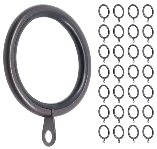 Meriville 14 pcs 1.5-Inch Inner Diameter Metal Curtain Rings with Eyelets, Fits Up to 1 1/4-Inch Rod (Set of 28 with Insert, Oil-Rubbed Bronze)