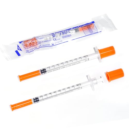 100pack 1cc Syringes with 32G 5/16 Inch-8mm U-100 Accurate Measuring for Liquid Individually Sealed Packaging