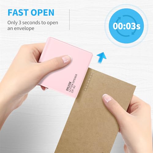 Ouvre-lettres électrique rose compact pour bureau et tri du courrier