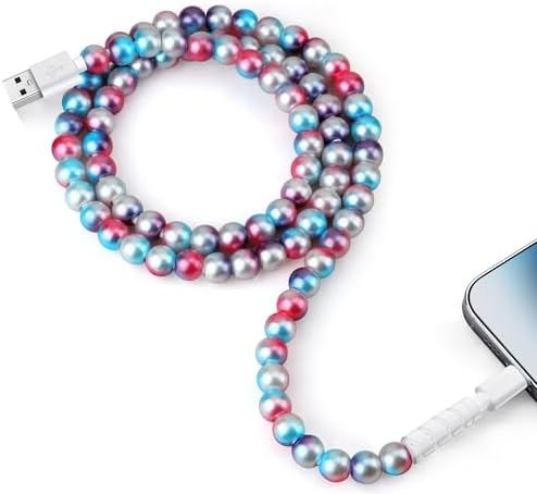 Aolcev for iPhone Charging Cord 66W Fast Charger Cable 3.3FT MFi Certified Cute Beaded Phone Charger Cord Pearl USB A Charging Cable for iPhone 14 13 12 11 Pro Max Plus iPad Pro/Mini Powder Blue