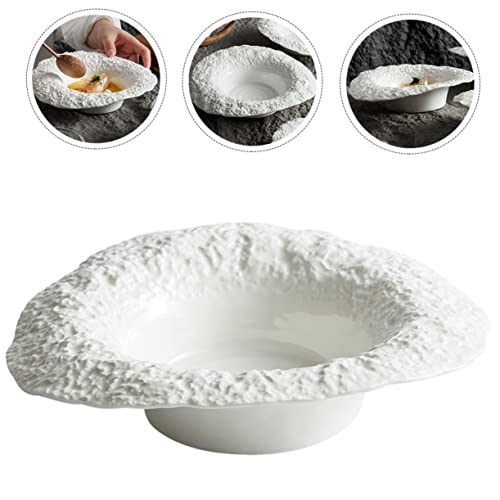 Assiette céramique effet roche profond chapeau de paille