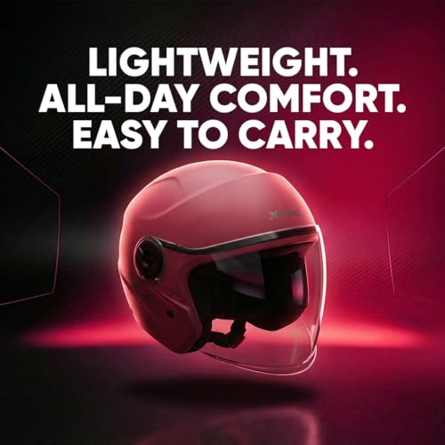 Image of Xtrac Ace Open Face Light Weight Helmet for Men & Women | ISI Certified | Pink | XL