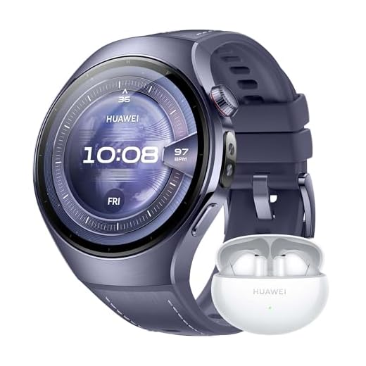 HUAWEI WATCH 5 46mm Purple + FreeBuds 6i White, Multi-sensing X-TAP, Real-Time Fingertip Blood Oxygen, up to 11 Days Battery Life, eSIM, Aerospace-Grade Titanium/Stainless Steel, iOS & Android