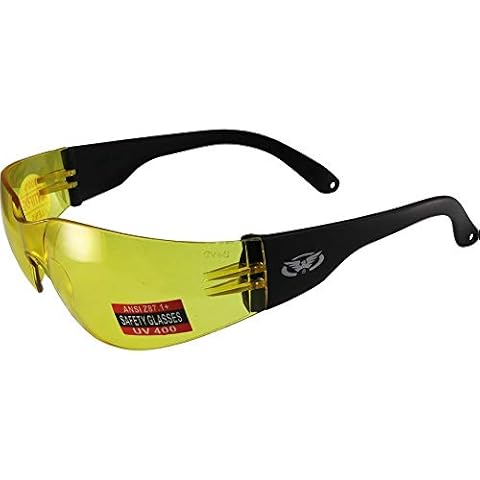 Global Vision Rider Safety Motorcycle Riding Sunglasses Black Frame Yellow Lens Z87.1 Cover