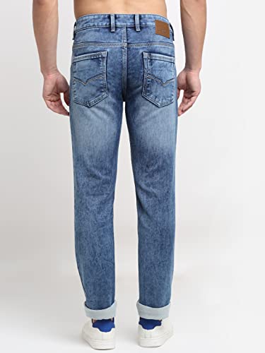 Image of Cantabil Men Blue Cotton Regular Fit Casual Jeans (P-MDNM00071-MEDIUM Mercerised)
