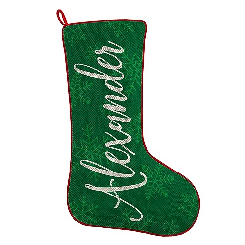 Let's Make Memories Personalized Christmas Stocking - Customize Stockings for Each Family Member with Any Name up to 12 Characters - Large Stocking 7.5" Wx19 L - Swirl Name on Green Background