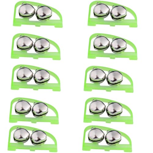LiJuanWang Cloches de Pêche,10 pièces Cloche de Pêche en Métal,Pêche Bells Canne à Pêche Cloche,Clochettes de Pêche,Clip Rod Double Clochette pour la Pêche en Plein Air