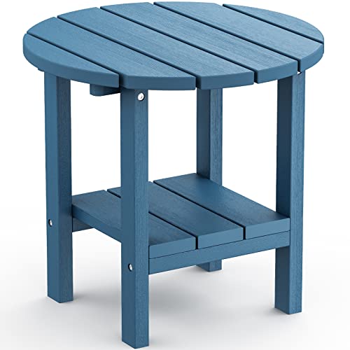 Serwall Round Adirondack Side Table Double End Table- Blue #TOP10