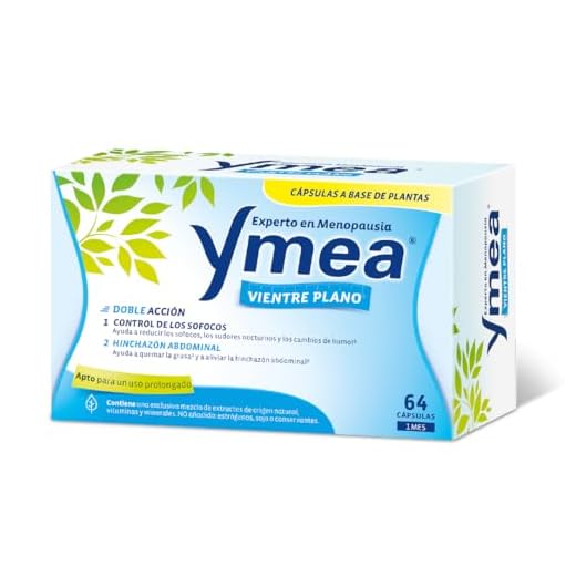 Ymea Vientre Plano - Tratamiento de la menopausia, 64 capsulas, Tratamiento 1 mes, 26 gr