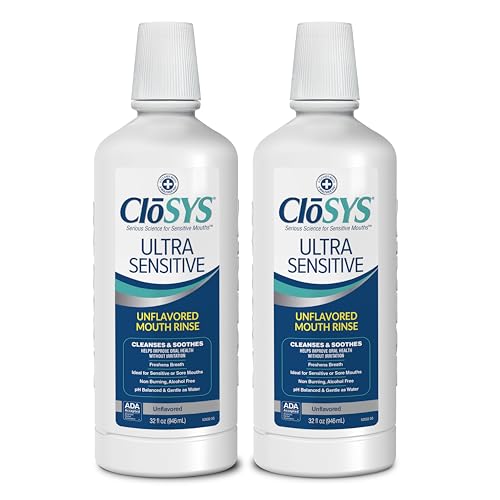 CloSYS Ultra Sensitive 32oz Unflavored Mouthwash 2-Pack with CloSYS 32oz Healthy Gums Mint Mouthwash