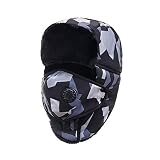 Nuovo cappello da sci caldo,Cappello caldo russo Trooper con paraorecchio,Cappello in velluto a prova di freddo - grigio -