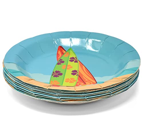 Beach Surfing Party Supplies Tableware Set 24 9" Dinner Plates 24 7" Plate 24 9 Oz Cup 24 Lunch Napkins For Summer Sun And Surf Pool Surfs Up Luau Birthday Bbq Picnic Disposable Dinnerware Paper Goods #TOP6