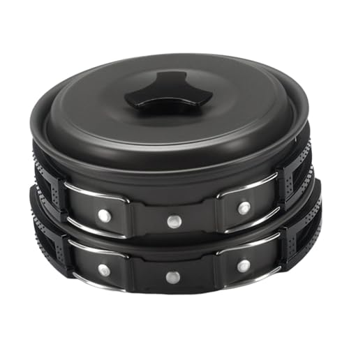 kowaku Camping Cookware Set with Pot and Pan, Aluminum Alloy Gear for Outdoor Use, Black