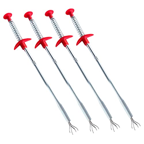 Angoily 4 piezas Herramienta Flexible para Desatascar Desagües de Cocina Clip de Extractor de Residuos para Fregadero de Rojo Limpieza Práctica de Tuberías Domésticas