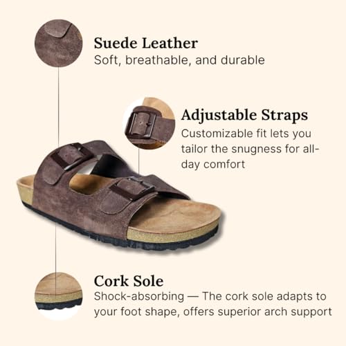 Image of Men Suede Leather Sandals | Cushioned Footbed | Comfortable | Casual Slip-on Slippers