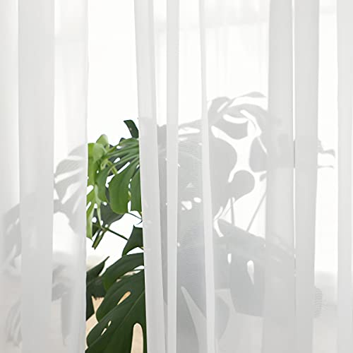 ABCHOME Elfenbeinfarbene transparente Vorhänge, 274 cm lang, 2 Paneele, Stangentasche, Voile, halbtransparent, Fenstervorhänge für Küche… – Ansicht 3