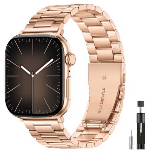 Image of Metal Band Compatible with Apple Watch Bands for Men 49mm 46mm 45mm 44mm 42mm 41mm 40mm 38mm, Stainless Steel iWatch Bands for Apple Watch Ultra 3 2 1 /Series 11 10 9 8 7 6 5 4 SE