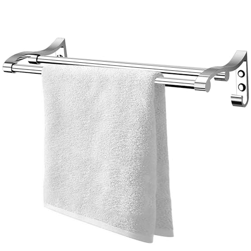 Image of Zureni Towel Rod for Bathroom Wall Mount 304 Grade Stainless Steel Double Rail Multipurpose Hanger Stand Accessories Home Kitchen Washroom (Pack of 1, Silver, 1028)