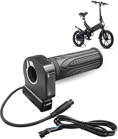 48V Electric Bike Throttle Grip Replacement Parts Fit for Jetson Haze Folding EBike/DYU Y16 Ebike, with Cruise Control Button and LCD Voltage Display, 6 Pin Male Plug