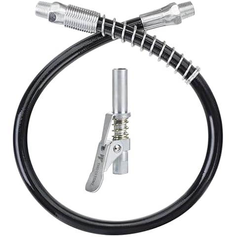 Thorstone 18 Inch Spring Flex Hose & Lock Coupler Set for Grease Gun|USA Patent: 29826908 Cover