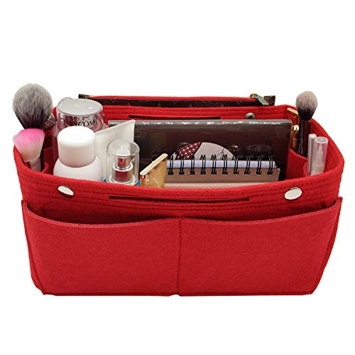 Lexsion Felt Purse Organizer Insert Bag Organizer Multi Pocket Bag In Bag Organizer For Tote & Handbag Shaper 8008 Red M #TOP3