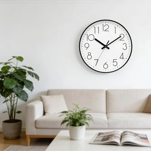Image of DAXSMY Wall Clock 8 Inch White Decorative, Battery Operated Silent