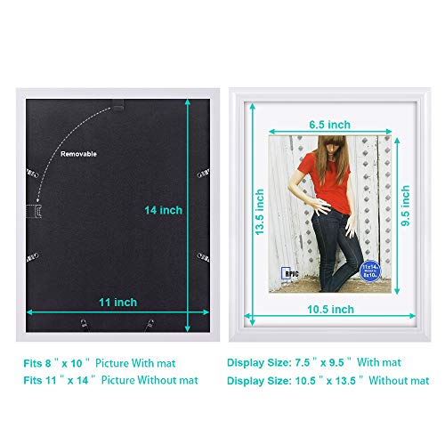 Rpjc Solid Wood 11X14 Picture Frames And High Definition Glass Display Pictures 8X10 With Mat Or 11X14 Without Mat For Wall Mounting Photo Frame White #TOP3