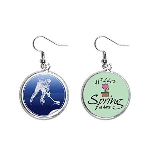 Pendientes de patinaje y hockey acuarela para temporada de primavera
