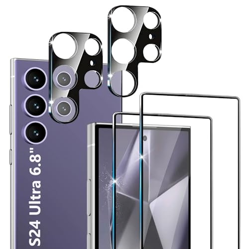 XDesign [2+2 Pack Galaxy S24 Ultra Screen Protector 9H Tempered Glass Scratch Resistant Ultrasonic Fingerprint Support For Samsung Galaxy S24 Ultra 5G 6.8 Inch Glass Screen Protector