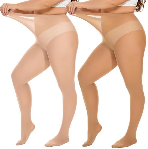 DUCMODA Damen Curvy Strumpfhose Große Größen Semi-Blickdicht Strumpfhosen Plus Größen XL-4XL Oversize über 10 Farben