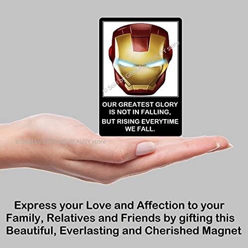 Image of Ironman Nanotech Helmet with Motivational and Inspirational Quotes Waterproof Digital Picture Magnet. Large Size 10cmsx7cms; Multi Color 1 Piece Ironman Office Fridge Magnet Souvenir (AV-49)