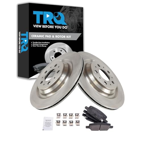Image of TRQ Rear Brake Pad and Rotor Set Ceramic Compatible with 2017-2020 Tesla 3