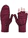 Price comparison product image Women Convertible Glove Cable Knit Glove Half Finger Mitten with Cover for Cold Days (Burgundy)