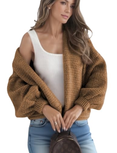 Women's Oversized Cardigan Sweaters Long Sleeve Knit Open Front Lightweight Outwear Coat