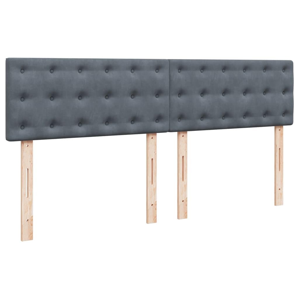 vidaXL Boxspringbett, Polsterbett Bett mit Matratze Matratzenauflage, Bettgestell mit Kopfteil Lattenrost, Doppelbett für Schlafzimmer, Dunkelgrau 180x200cm Samt