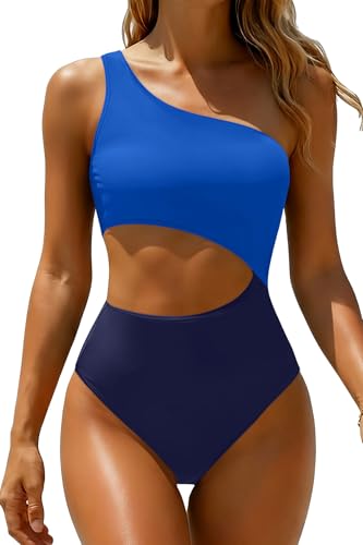 Women's One Piece Swimsuit- One Shoulder Bathing Suit Cutout...