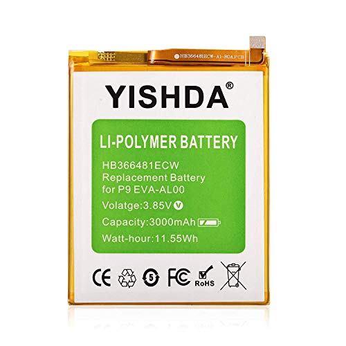 Huawei P9/Honor 8 Battery, YISHDA 3000mAh Replacement HB366481ECW Battery Compatible with Huawei P9 EVA-AL00 AL10 TL00 P9 Lite with Tools | Huawei Honor 8 Battery Kit