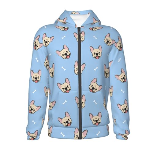 Cute French Bulldog Kids Pullover Hoodies Boys Zip Up Sweatshirts Girls Athletic Clothes with Pocket2