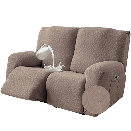 Genina Waterproof Recliner Loveseat Cover,2 Seat Couch Cover,Taupe