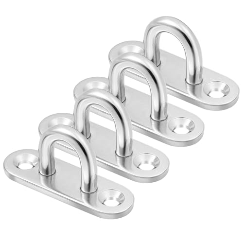 DIKACA 4 Piezas Ganchos de Techo y Pared de Acero Inoxidable Kit Placas Ovaladas de Anclajes Resistentes para Columpios Hamacas y Correas de Suspensión Montaje Seguro y Duradero