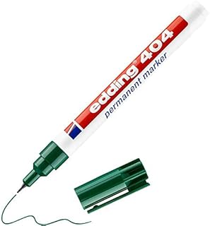edding 404 permanent marker - green - 1 pen - fine round tip 0.75 mm - waterproof, quick-drying, smear-proof pens - for cardboard, plastic, wood, metal, glass and fabric