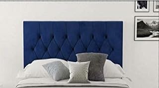 New luxury navy blue plush fabric atn headboard in 20" height with matching buttons (5ft king size)