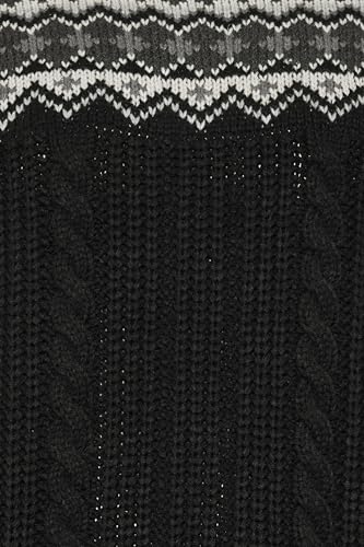 Big & Tall Men's Crew Neck Fairisle Knit Sweater Pullover Black2
