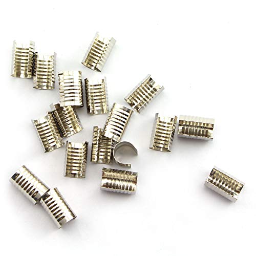 Nx Garden Leather Rope Clip 200Pcs 9X14Mm Silver Round Fastener Crimping Cord String Leather Rope Clip Foldable For Diy Necklace Jewelry Making #TOP2