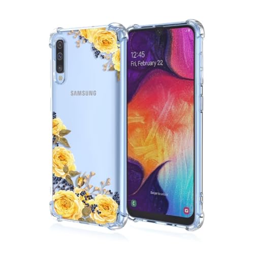 ATISIJIE Funda para Samsung Galaxy A50,para Niñas y Mujeres,Diseño de Florales Flores a Prueba de Golpe Transparente Funda para Samsung Galaxy A50-A53