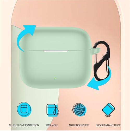 Image of Anvique Silicone Protective Case Cover for Oppo Enco Buds 3 Pro, Earbuds Accessories (Matcha Green S)