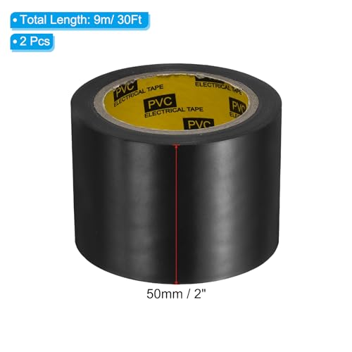 Image of PATIKIL Corrosion Protection Pipe Tape, 2 Pcs 30 Ft x 2 Inch PVC Insulation Wrap Duct Tape Self Adhesive for Metal Electrical Piping Drain Pipe Electrical Wires HVAC Duct, Black