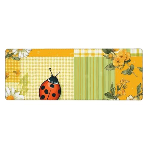 Grand tapis de souris jaune 80x30 cm en caoutchouc pour bureau